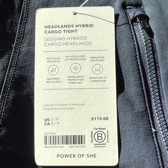 Athleta Headlands Hybrid Cargo Tight - size 0P - Navy NWT - Picture 6 of 14